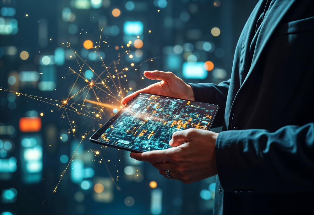 Corporate technology leadership at night